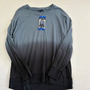 Splendid Womens Ombre Dip Dye Crewneck Sweatshirt Blue Black Large NWT